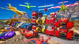 Cars McQueen Monster Truck 8x8 Tow Mater Jackson Storm Mack Hauler Will Rusch Miss Fritter Not Chuck