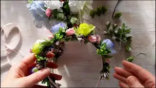 Цветочный ободок своими руками из искусственных цветов, украшения доя волос, поделки с детьми