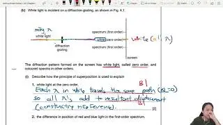 8.3b Ex3 ON12 P21 Q4 Diffraction of Light | AS Superposition | Cambridge A Level 9702 Physics