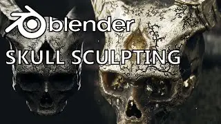 Making a Skull in Blender - Timelapse [scultping, retopo, texturing]