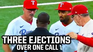 Umpire ejects three Rangers at same time, a breakdown