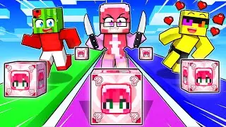 Trapped in CRAZY FAN GIRL LUCKY BLOCK RACE in Minecraft!