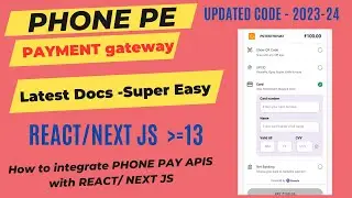 How to integrate PhonePe Payment Gateway with React/Next JS.  #nextjs13 #reactjs #paymentgateways