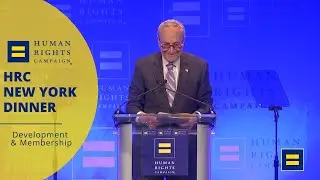 U S  Senate Majority Leader Chuck Schumer speaks at the 2022 HRC Greater New York Dinner