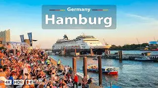 Hamburg, Germany 🇩🇪 Vibrant Walking Tour 🎉 4K 60fps HDR 🌃 Blue Port Festival 2023