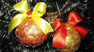 DIY Ёлочные шары из скорлупы. Новогодние украшения своими руками. Мастер класс