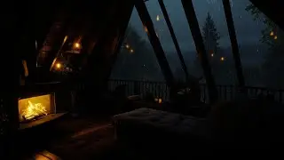 Cozy Attic Cabin in the forest at Night with Rain sounds for Study, Sleep & Relax