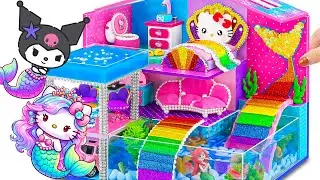 🌟 Build Hello Kitty & Kuromi MERMAID Magic House from Cardboard, Clay 🧜‍♀️✨ DIY Miniature House
