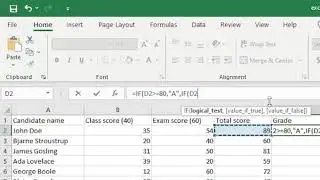 Microsoft Excel Tutorial | How to Make a Grading System