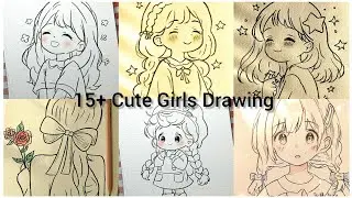 15+ CUTE GIRLS ART IDEAS | AESTHETIC ART IDEAS | HOW TO DRAW CUTE GIRLS