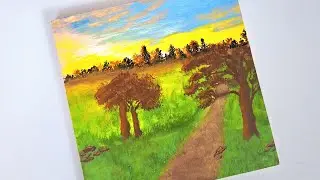 How toDraw Easy landscapeTutorial Compilation #1| Satisfying Acrylic painting with piping Bages ASMR