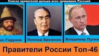 Список правителей дольше всех правивших Россией от Рюрика до Путина