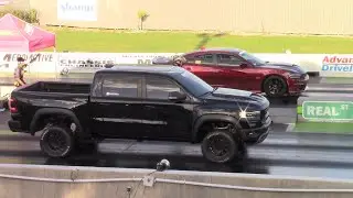 Ram TRX vs 392 Charger, ZR1 Corvette & Hellcat 1/4 Mile Drag Racing