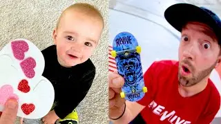 MY 1 YEAR OLD SURPRISED ME ( And Finger Skateboarding!)