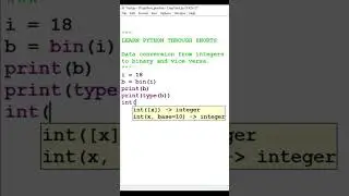 Conversion from integers to binary and vice versa #shorts #pythonshorts #pythoninttobinaryconversion