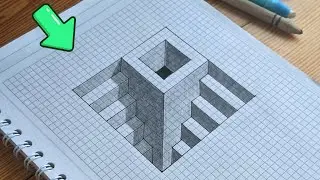 3D drawing || How to draw hole with ladder 3D || Optical illusion