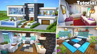 Minecraft: Modern House #44 Interior Tutorial - How to Build - 💡Material List in Description!