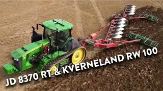 4Kᵁᴴᴰ John Deere 8370 RT with Kverneland RW 100 Variomat 10 furrow plough & 2 Kverneland Packomat S