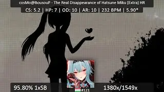 osu! | Phreel | cosMo@BousouP - The Real Disappearance of Hatsune Miku [Extra] HR 95.80% 1xSB LOL