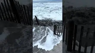 Waves breach dunes in North Wildwood at the Jersey Shore #newjersey #weather #beach #flood