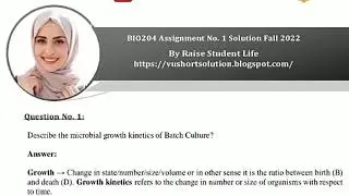 BIO204 ASSIGNMENT #1SOLUTION FALL 2022
