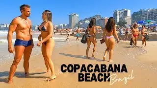 🇧🇷 4K Exploring the famous Copacabana Beach and its natural beauty | Beach walk