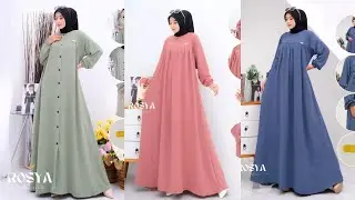 Model Gamis Crinkle Polos Terbaru