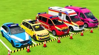 TRANSPORTING POLICE CARS & AMBULANCE EMERGENCY VEHICLES WITH SCANIA TRUCKS ! Farming Simulator 22