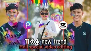 Holi special video editing - Tiktok new trend || Picsart photo editing stickers