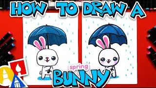 How To Draw A Spring Bunny Holding An Umbrella