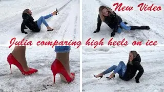 High Heels Comparing on Ice, Slippery High Heels, High Heels on Ice, Stiletto on Ice (# 1212)