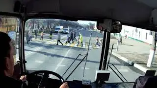 Чебоксары. Поездка по маршруту № 1. Вид из кабины