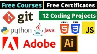 Udemy Free Certificate Courses 12 Coding Projects Adobe Illustrator Git full course Online Classes