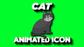 Cat Animated Icon Green Screen Video Free to Use