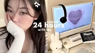 24-Hour STUDENT VLOG🩹: Aesthetic iMac Unboxing, Pulling an all nighter, friend's bday etc