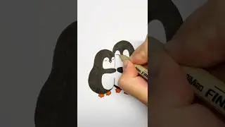 How to draw cute penguins couple | Step by step drawing