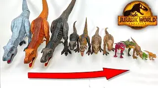 Jurassic World TREX Dinos Biggest to Smallest! | Tyrannosaurus Figure Collection Size Comparison!