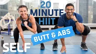 20 Minute HIIT Cardio Workout Glutes & Abs No Equipment With Warm-Up and Cool-Down | Sweat With SELF