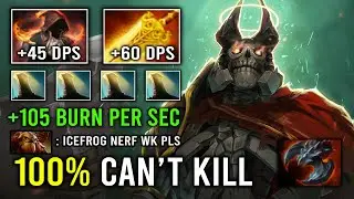 100% Cant Kill +105 Flame Radiance Burn Per Sec with Satanic Crit Right Click Wraith King Dota 2