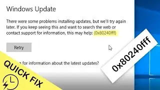 WINDOWS UPDATE | 0x80240fff ERROR | 1 MINUTE FIX