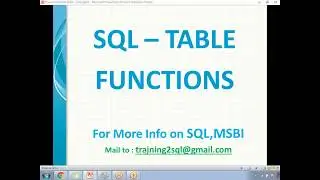 SQL Table Valued Functions