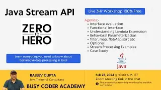 Java 8 Stream API Workshop|| Busy Coder Academy ||