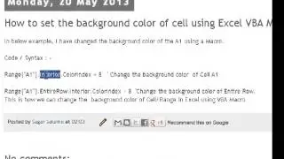 How to set the background color of cell using Excel VBA Macro