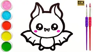 Cute Bat drawing for kids & toddlers | Easy & Cute Bat, Easy Pet Animal drawing for children