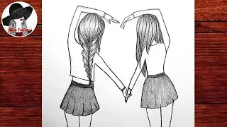 Best friends ❤ | BFF DRAWING | Как нарисовать Лучших Друзей | Учимся рисовать двух подружек