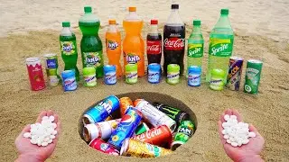 Different Mentos VS Different Fanta, Cola, Pepsi, Coca, Sting in Underground !