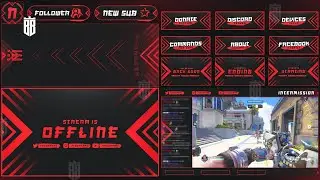 FREE RED STREAM OVERLAYS - RED PACK ANIMATED