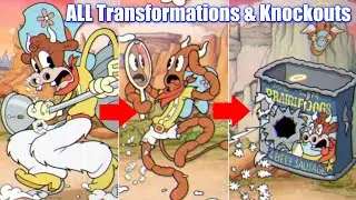 Cuphead DLC All Boss Transformations & Knockouts Animations - The Delicious Last Course