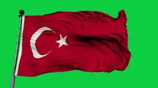 🚩Turkey  Flag Waving  | GREEN SCREEN & CHROMA MATTE🚩