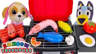 Kitchen Pretend Play with Toy Grill for Kids!